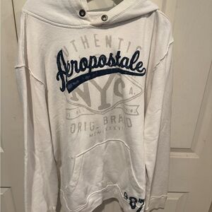 Aeropostale White and Navy Men's Hoodie sweatshirt large like new